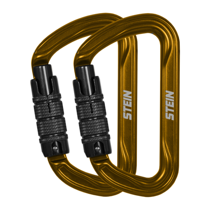 STEIN Carabiner Karabiner SECURA D-Shape Aluminium Karabiner - Gold Twin Pack