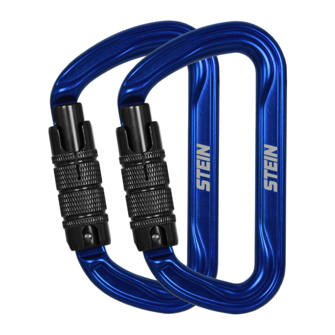 STEIN Carabiner Karabiner SECURA D-Shape Aluminium - Blue Twin Pack
