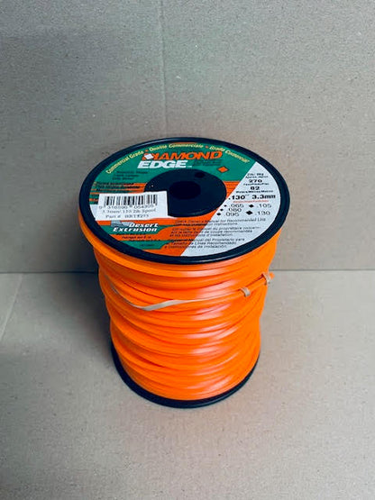 DIAMOND EDGE BRUSHCUTTER SQAURE TRIMMER LINE  .130" / 3.30MM SPOOL  LENGTH 91M BRT5275