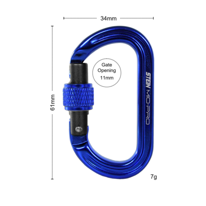 STEIN Carabiner Karabiner Mini Tool Clips Pro Scewlock 3Pk Blue