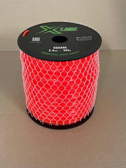 X-LINE 2.4mm Square Textured Commercial Grade Brushcutter Trimmer Line 351m Spool - BOX OF 8 ROLLS