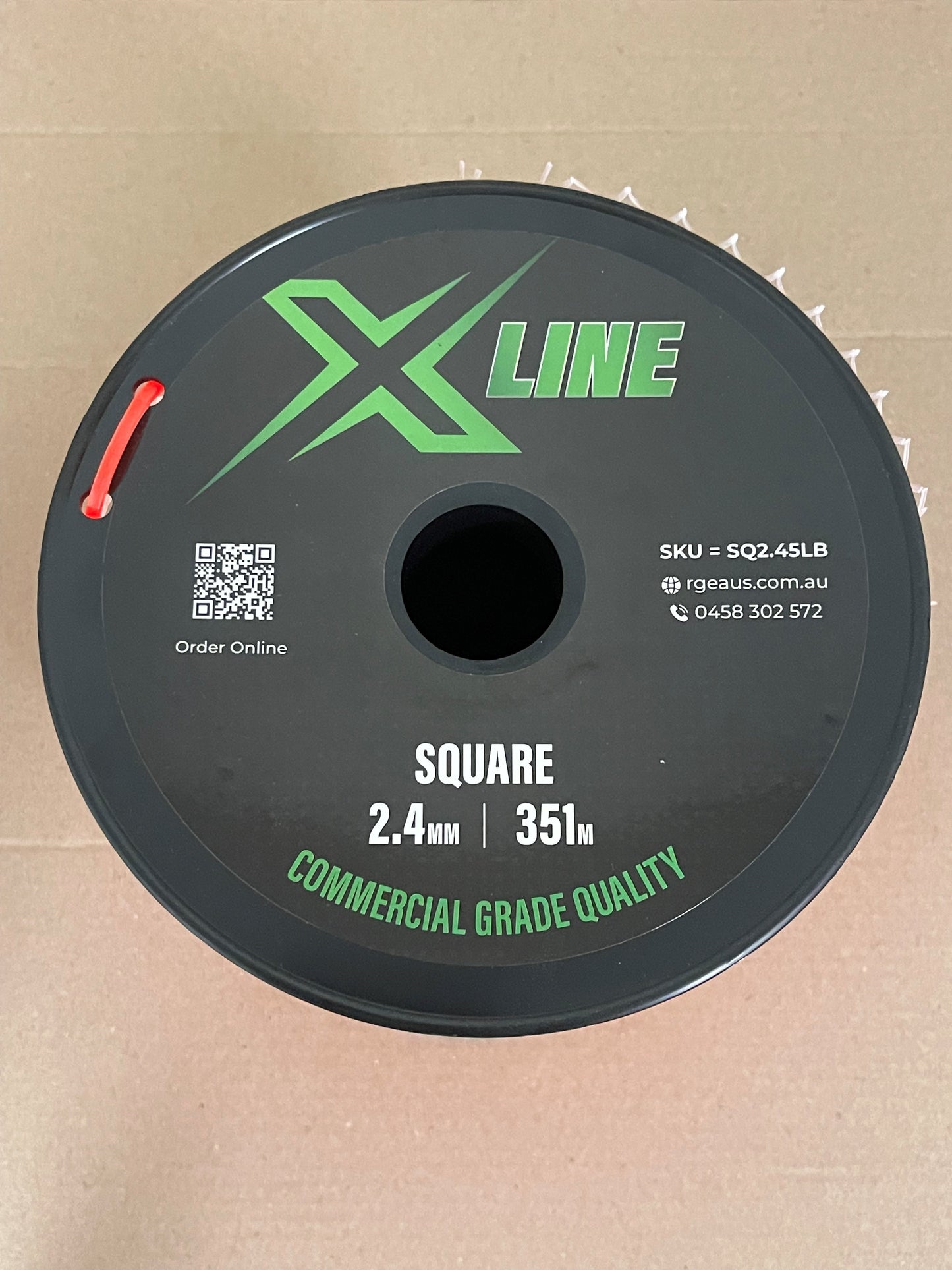 X-LINE 2.4mm Square Textured Commercial Grade Brushcutter Trimmer Line 351m Spool - BOX OF 8 ROLLS