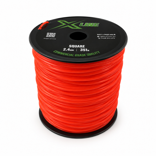 X-LINE 2.4mm Square Textured Commercial Grade Brushcutter Trimmer Line 351m Spool - 3/4 view