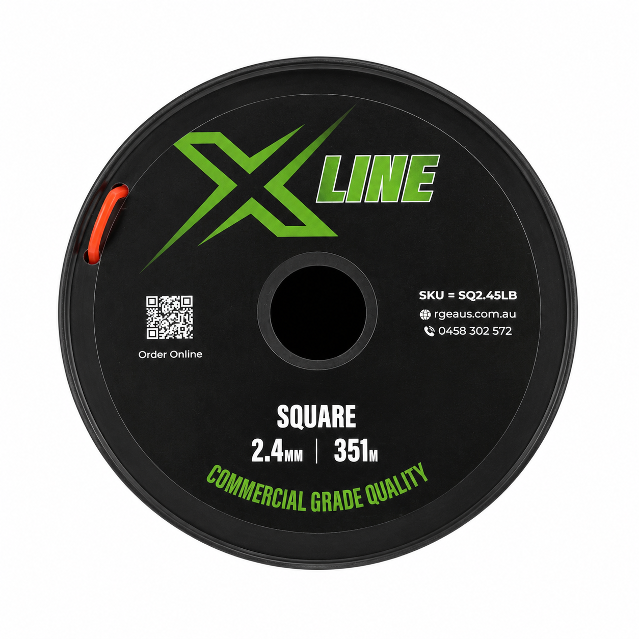 X-LINE 2.4mm Square Textured Commercial Grade Brushcutter Trimmer Line 351m Spool - top down