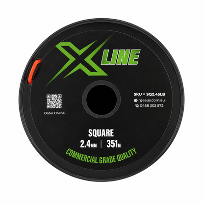 X-LINE 2.4mm Square Textured Commercial Grade Brushcutter Trimmer Line 351m Spool - top down