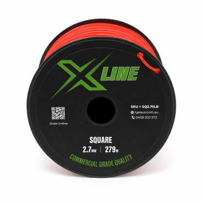 X-LINE 2.7mm Square Textured Commercial Grade Brushcutter Trimmer Line 279m Spool - lying