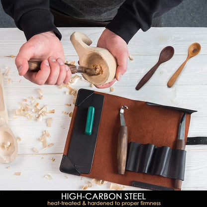 BeaverCraft S14X Wood Carving Premium Spoon Carving Tool Set With Walnut Handles