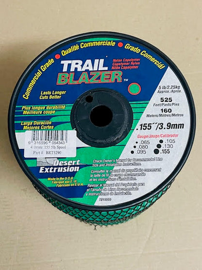 TRAIL BLAZER BRUSHCUTTER ROUND TRIMMER LINE  .155" / 3.90MM SPOOL  LENGTH 160M WEIGHT 2.25KG BRT5290