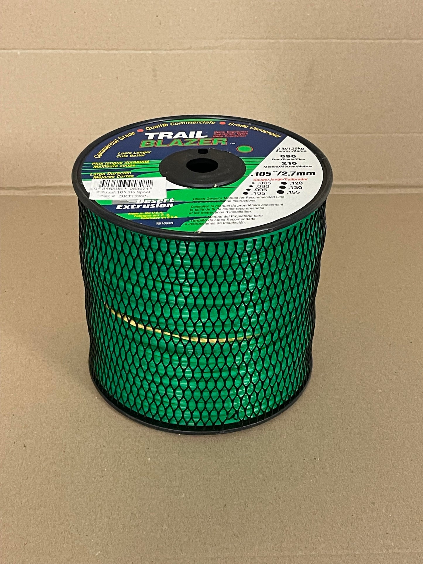 TRAIL BLAZER BRUSHCUTTER ROUND TRIMMER LINE .105" / 2.70MM SPOOL LENGTH 210M WEIGHT 1.35KG BRT1396P