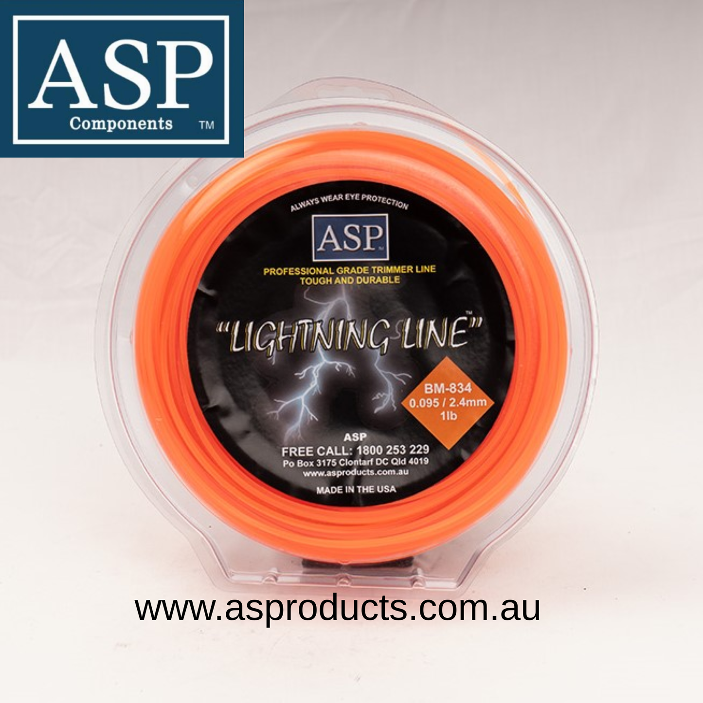 ASP TRIMMER LINE 2.40mm DIAMOND – 0.45KG DONUT PACK (1LB SQ.095/2.4 .5KG)