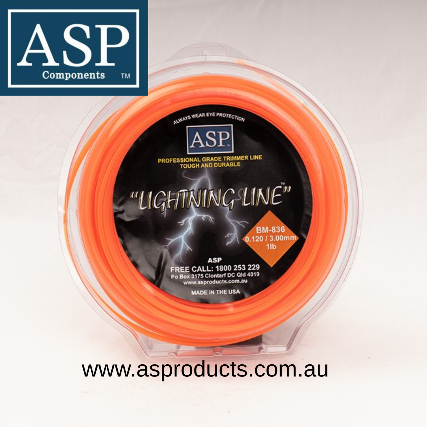 ASP TRIMMER LINE 3.00mm DIAMOND – 0.45KG DONUT PACK (1LB SQUARE120/3.0) 0.5KG