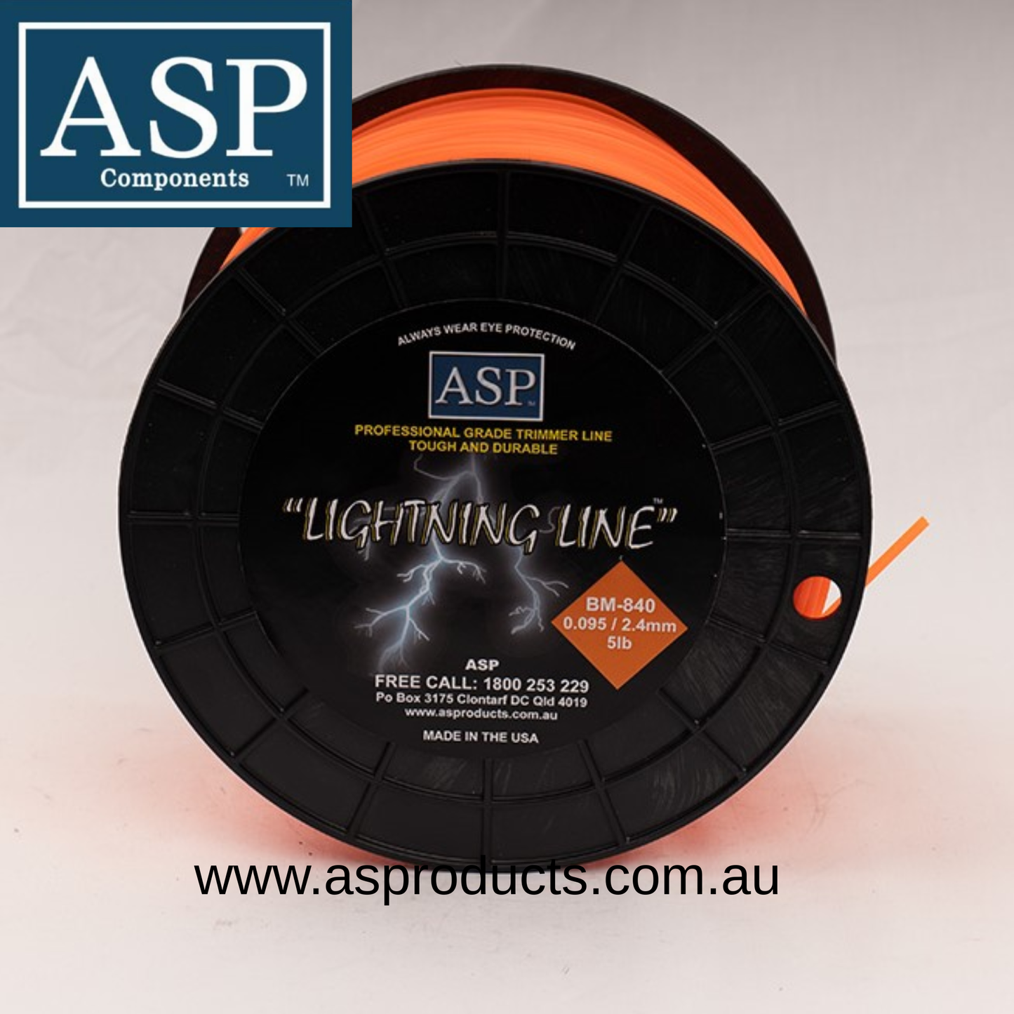ASP TRIMMER LINE 2.40mm DIAMOND – 2.25KG SPOOL (5LB SQ.095/2.4) 2.6KG
