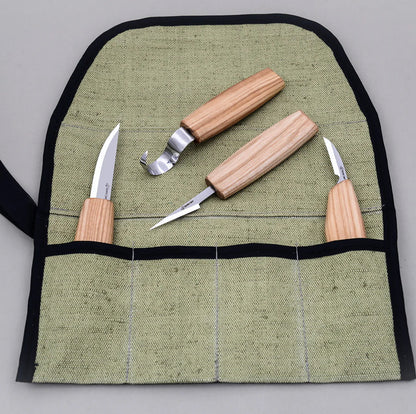 BeaverCraft S09 - Set of 4 Knives in Tool Roll
