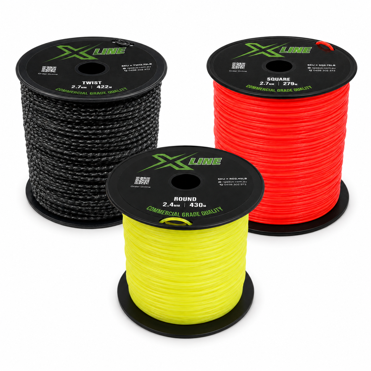 X-LINE trimmer line range: twist, square and round